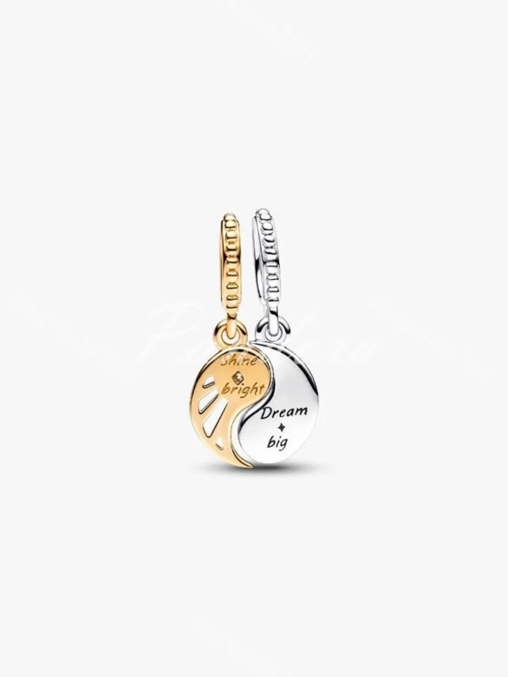 Two-tone Splittable Sun & Moon Dangle Charm